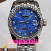 ساعت رولکس زنانه مدل دیت جاست اتوماتیک استیل صفحه ابی قاب نگین 020866 ROLEX DATEJUST Diamond