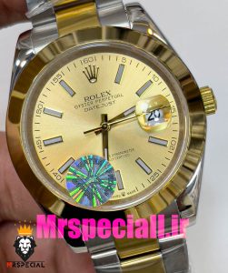 ساعت رولکس مردانه مدل دیت جاست اتوماتیک دورنگ طلایی صفحه طلایی 020893 ROLEX DATEJUST