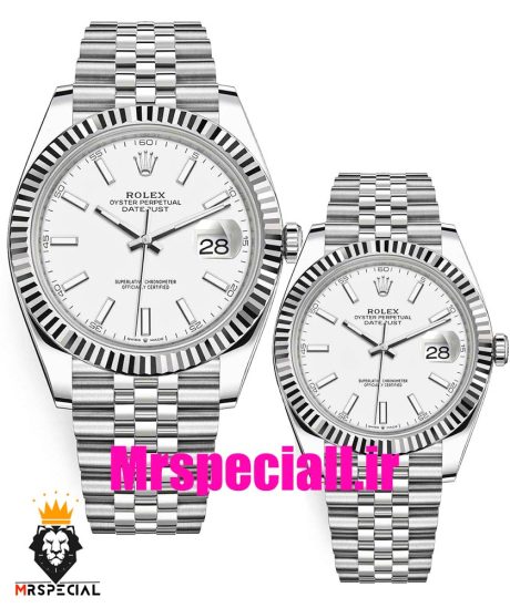 ساعت ست مردانه و زنانه رولکس دیت جاست استیل صفحه نقره ای 020374 ROLEX DATE JUST