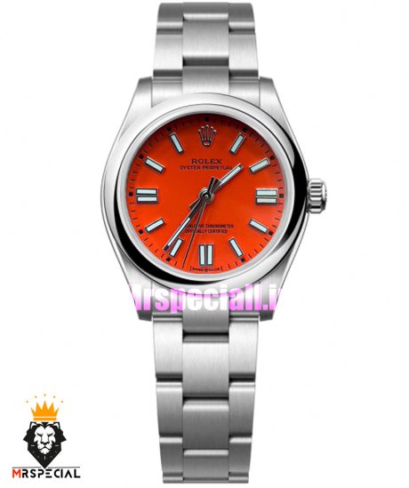ساعت رولکس زنانه پرپچوال کوارتز استیل صفحه قرمز 021056 ROLEX Perpetual