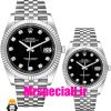 ساعت ست رولکس زنانه و مردانه دیت جاست باتری استیل صفحه مشکی 01532 ROLEX DATEJUST