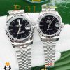 ساعت ست رولکس زنانه و مردانه دیت جاست باتری استیل صفحه مشکی 01233 ROLEX DATEJUST - تصویر 2
