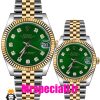 ساعت ست رولکس مردانه و زنانه دیت جاست باتری دورنگ طلایی صفحه سبز 01058 ROLEX DATEJUST