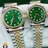 ساعت ست رولکس مردانه و زنانه دیت جاست باتری دورنگ طلایی صفحه سبز 01058 ROLEX DATEJUST - تصویر 2