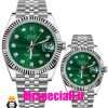 ساعت ست رولکس مردانه و زنانه دیت جاست باتری استیل صفحه سبز 01046 ROLEX DATEJUST