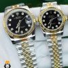 ساعت ست رولکس مردانه و زنانه دیت جاست باتری دورنگ طلایی صفحه مشکی 0832 ROLEX DATEJUST - تصویر 2
