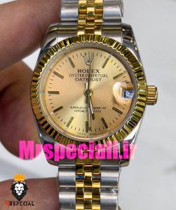 ساعت رولکس زنانه مدل دیت جاست اتوماتیک دورنگ طلایی صفحه طلایی 020863 ROLEX DATEJUST