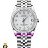 ساعت رولکس زنانه دیت جاست اتوماتیک استیل قاب نگین صفحه سفید 020990 ROLEX DATEJUST