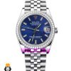 ساعت رولکس زنانه دیت جاست اتوماتیک استیل قاب نگین صفحه ابی 020991 ROLEX DATEJUST