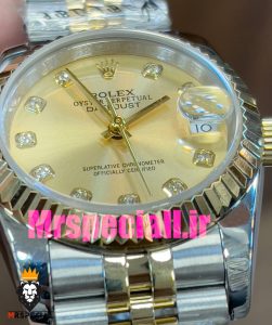 ساعت رولکس زنانه مدل دیت جاست اتوماتیک دورنگ طلایی صفحه طلایی 020862 ROLEX DATEJUST 
