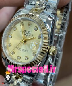 ساعت رولکس زنانه مدل دیت جاست اتوماتیک دورنگ طلایی صفحه طلایی 020862 ROLEX DATEJUST 