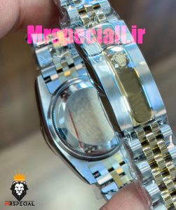 ساعت رولکس زنانه مدل دیت جاست اتوماتیک دورنگ طلایی صفحه طلایی قاب نگین 020864 ROLEX DATEJUST Diamond