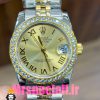 ساعت رولکس زنانه مدل دیت جاست اتوماتیک دورنگ طلایی صفحه طلایی قاب نگین 020864 ROLEX DATEJUST Diamond