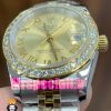ساعت رولکس زنانه مدل دیت جاست اتوماتیک دورنگ طلایی صفحه طلایی قاب نگین 020864 ROLEX DATEJUST Diamond
