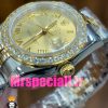 ساعت رولکس زنانه مدل دیت جاست اتوماتیک دورنگ طلایی صفحه طلایی قاب نگین 020864 ROLEX DATEJUST Diamond