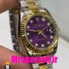 ساعت رولکس زنانه مدل دیت جاست اتوماتیک دورنگ طلایی صفحه بنفش 020876 ROLEX DATEJUST