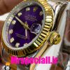 ساعت رولکس زنانه مدل دیت جاست اتوماتیک دورنگ طلایی صفحه بنفش 020876 ROLEX DATEJUST