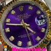 ساعت رولکس زنانه مدل دیت جاست اتوماتیک دورنگ طلایی صفحه بنفش 020876 ROLEX DATEJUST