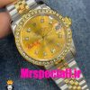 ساعت رولکس زنانه مدل دیت جاست اتوماتیک دورنگ طلایی صفحه طلایی قاب نگین 020873 ROLEX DATEJUST Diamond