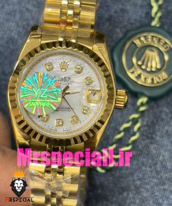 ساعت رولکس زنانه مدل دیت جاست اتوماتیک طلایی صفحه سفید 020875 ROLEX DATEJUST 