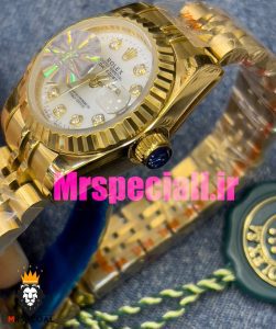 ساعت رولکس زنانه مدل دیت جاست اتوماتیک طلایی صفحه سفید 020875 ROLEX DATEJUST 