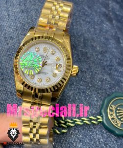 ساعت رولکس زنانه مدل دیت جاست اتوماتیک طلایی صفحه سفید 020875 ROLEX DATEJUST 