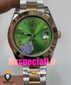 ساعت رولکس مردانه مدل دیت جاست اتوماتیک دورنگ رزگلد صفحه سبز 020880 ROLEX DATEJUST 