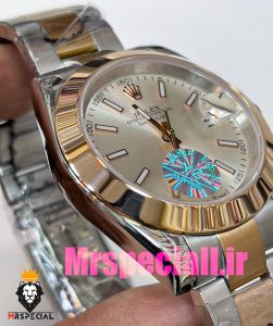 ساعت رولکس مردانه مدل دیت جاست اتوماتیک دورنگ رزگلد صفحه سفید 020881 ROLEX DATEJUST
