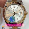 ساعت رولکس مردانه مدل دیت جاست اتوماتیک دورنگ رزگلد صفحه سفید 020881 ROLEX DATEJUST