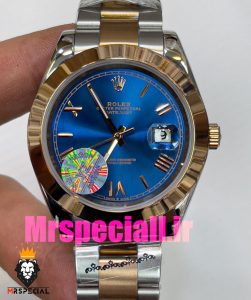 ساعت رولکس مردانه مدل دیت جاست اتوماتیک دورنگ رزگلد صفحه ابی 020887 ROLEX DATEJUST 