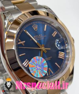 ساعت رولکس مردانه مدل دیت جاست اتوماتیک دورنگ رزگلد صفحه ابی 020887 ROLEX DATEJUST 
