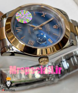 ساعت رولکس مردانه مدل دیت جاست اتوماتیک دورنگ رزگلد صفحه ابی 020887 ROLEX DATEJUST 