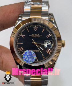 ساعت رولکس مردانه مدل دیت جاست اتوماتیک دورنگ رزگلد صفحه مشکی 020888 ROLEX DATEJUST