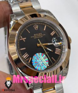 ساعت رولکس مردانه مدل دیت جاست اتوماتیک دورنگ رزگلد صفحه مشکی 020888 ROLEX DATEJUST