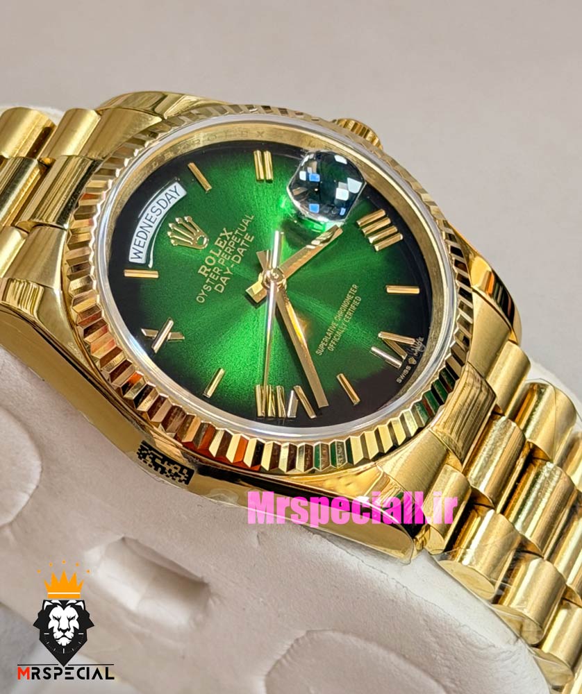 ساعت رولکس مردانه مدل دی دیت اتوماتیک طلایی صفحه سبز 021630 ROLEX DAY DATE