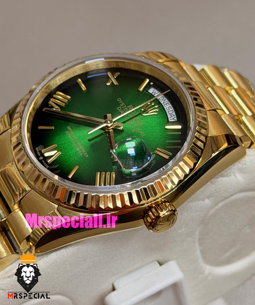 ساعت رولکس مردانه مدل دی دیت اتوماتیک طلایی صفحه سبز 021630 ROLEX DAY DATE