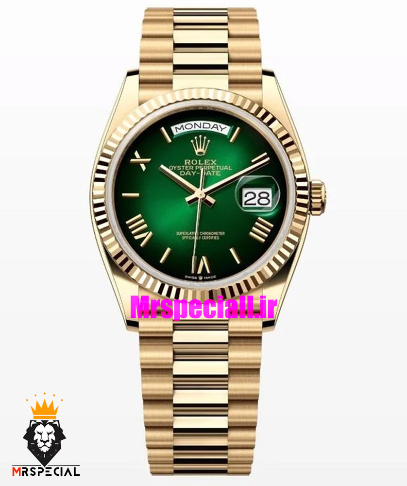 ساعت رولکس مردانه مدل دی دیت اتوماتیک طلایی صفحه سبز 021630 ROLEX DAY DATE