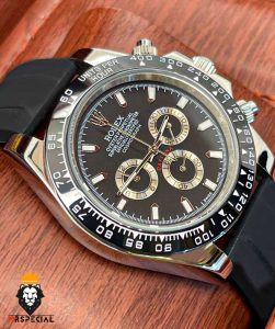 ساعت مردانه رولکس مدل دیتونا کرنوگراف بند رابر صفحه مشکی 5893 ROLEX DAYTONA