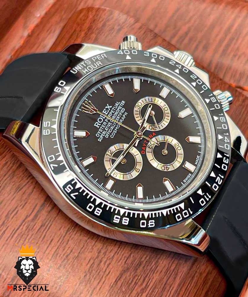 ساعت مردانه رولکس مدل دیتونا کرنوگراف بند رابر صفحه مشکی 5893 ROLEX DAYTONA