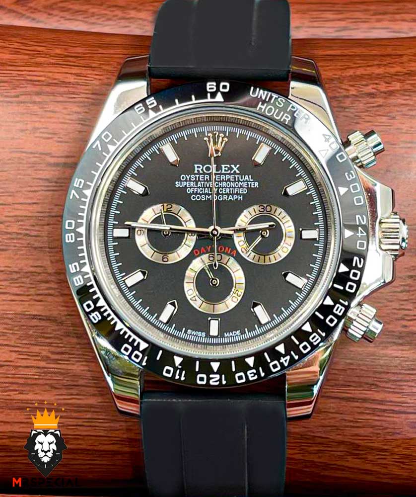 ساعت مردانه رولکس مدل دیتونا کرنوگراف بند رابر صفحه مشکی 5893 ROLEX DAYTONA