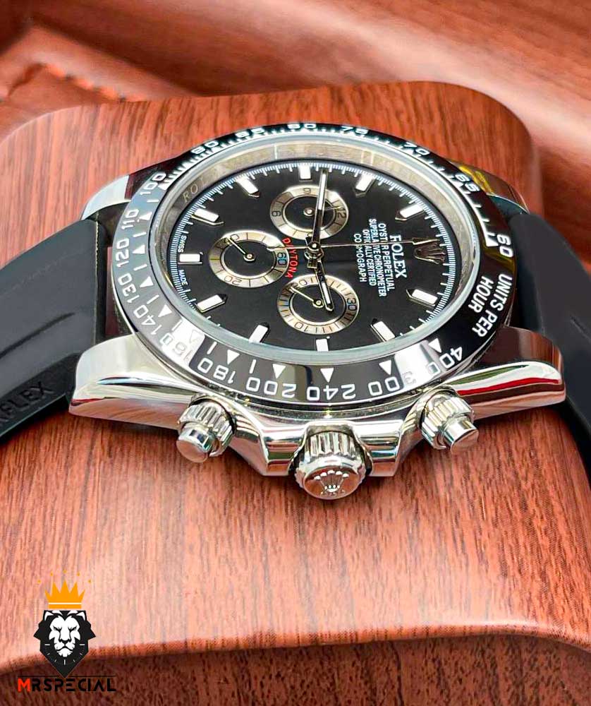 ساعت مردانه رولکس مدل دیتونا کرنوگراف بند رابر صفحه مشکی 5893 ROLEX DAYTONA