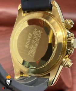 ساعت مردانه رولکس دیتونا کوارتز فول دیت بند رابر طلایی قاب سرامیک 5892 ROLEX DAYTONA