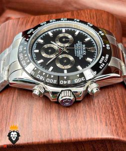 ساعت مردانه رولکس دیتونا کوارتز کرنوگراف استیل قاب سرامیک صفحه مشکی 5891 ROLEX DAYTONA
