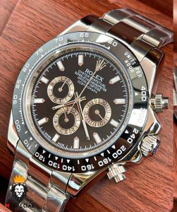 ساعت مردانه رولکس دیتونا کوارتز کرنوگراف استیل قاب سرامیک صفحه مشکی 5891 ROLEX DAYTONA