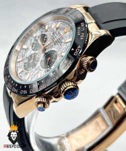 ساعت مردانه رولکس دیتونا اتوماتیک رزگلد بند رابر قاب سرامیک 01291 Rolex Cosmograph Daytona