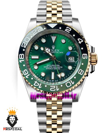 ساعت رولکس مدل جی ام تی مستر اتوماتیک دورنگ طلایی صفحه سبز 01195 Rolex GMT MASTER