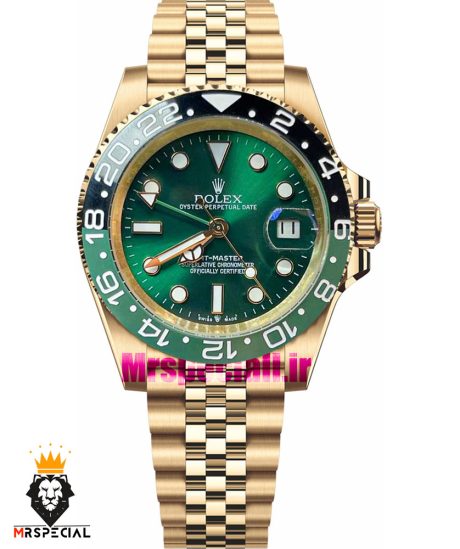 ساعت رولکس مردانه مدل جی ام تی مستر اتوماتیک طلایی صفحه سبز 01193 Rolex GMT MASTER