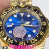 ساعت رولکس مردانه مدل جی ام تی مستر اتوماتیک طلایی صفحه ابی 020906 ROLEX GMT MASTER