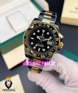 ساعت رولکس مردانه مدل جی ام تی مستر اتوماتیک مشکی طلایی صفحه مشکی 021008 Rolex GMT-Master II