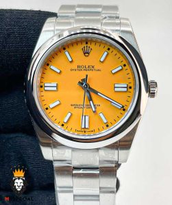 ساعت مچی مردانه رولکس پرپچوال اتوماتیک صفحه زرد رپلیکا 01208 Rolex Oyster Perpetual Replica